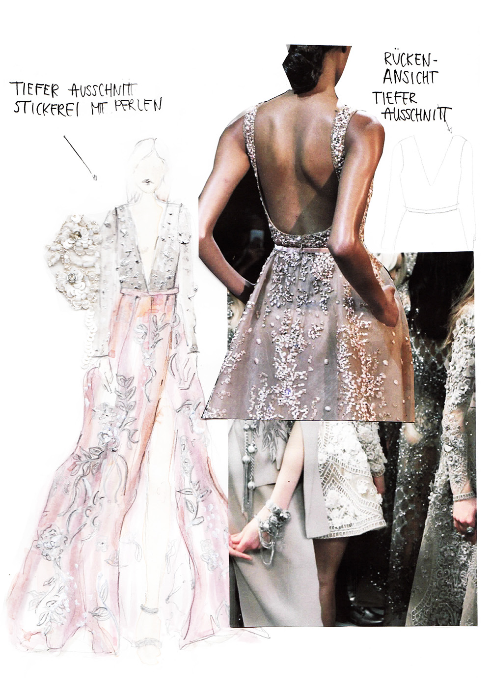 So sieht mein Skizzenbuch zum Thema Haute Couture aus ! Erfahrt, weshalb ich hin und weg bin und wie die Mode Collagen für mein neues Nähprojekt aussehen! Hermine on walk | Sketchbook | Fashionsketch | Graphic Design | Portfolio | Fashion Design 