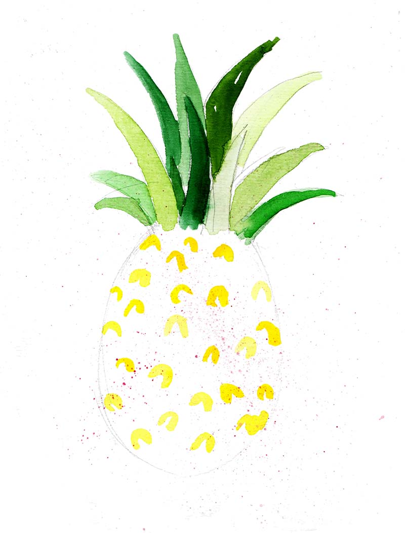 Illustrationen, Illustration, Sommerobst, Summerfruits, Ananas, Graphicdesign